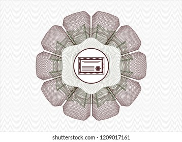 Green and Red rosette (money style emblem) with certificate icon inside