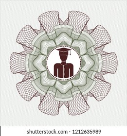 Green and Red rosette (money style emblem) with graduated icon inside