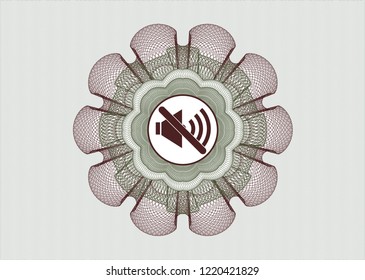 Green and Red rosette (money style emblem) with mute icon inside