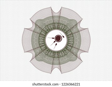 Green and Red rosette or money style emblem with fertilization icon inside