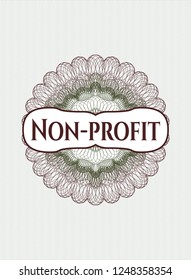 Green and Red rosette or money style emblem with text Non-profit inside