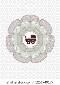  Green and Red rosette (money style emblem) with baby cart icon inside