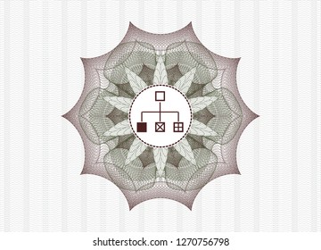 Green and Red rosette (money style emblem) with flowchart icon inside
