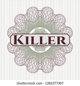 Green and Red rosette or money style emblem with text Killer inside