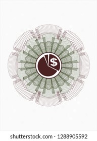 Green and Red rosette (money style emblem) with chart icon inside