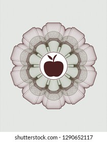 Green and Red rosette or money style emblem with apple icon inside