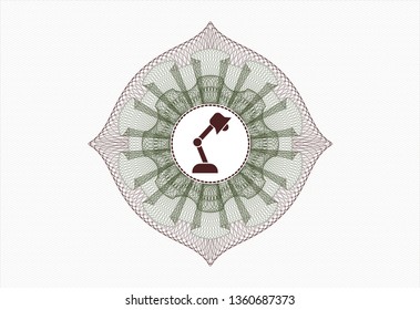 Green and Red rosette (money style emblem) with desk lamp icon inside