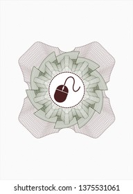 Green and Red rosette (money style emblem) with mouse icon inside