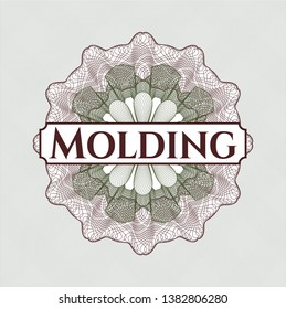 Green and Red rosette or money style emblem with text Molding inside