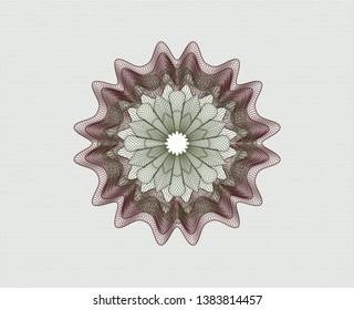 Green and Red rosette or money style emblem. Vector Illustration. Detailed.