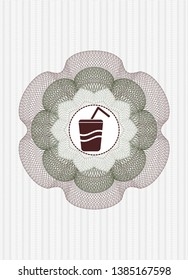 Green and Red rosette (money style emblem) with soda icon inside