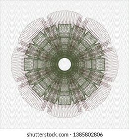Green and Red rosette or money style emblem. Vector Illustration. Detailed.