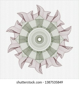 Green and Red rosette (money style emblem). Vector Illustration. Detailed.
