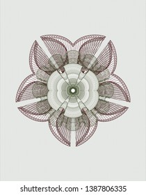 Green and Red rosette or money style emblem. Vector Illustration. Detailed.