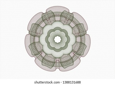 Green and Red rosette (money style emblem). Vector Illustration. Detailed.