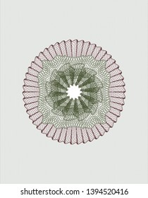 Green and Red rosette or money style emblem. Vector Illustration. Detailed.