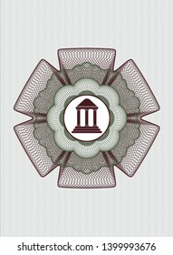 Green and Red rosette (money style emblem) with bank icon inside