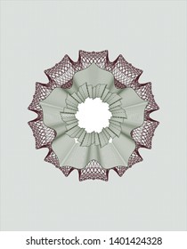 Green and Red rosette or money style emblem. Vector Illustration. Detailed.