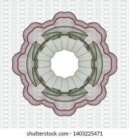 Green and Red rosette or money style emblem. Vector Illustration. Detailed.