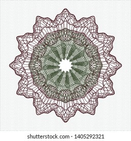 Green and Red rosette (money style emblem). Vector Illustration. Detailed.