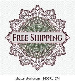Green and Red rosette (money style emblem) with text Free Shipping inside