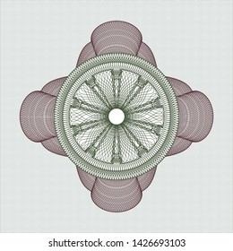 Green and Red rosette or money style emblem. Vector Illustration. Detailed.