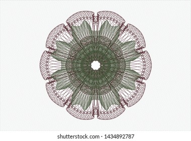 Green and Red rosette or money style emblem. Vector Illustration. Detailed.