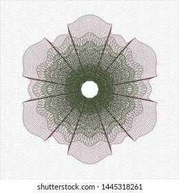 Green and Red rosette (money style emblem). Vector Illustration. Detailed.