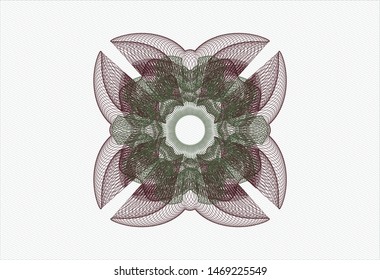 Green and Red rosette or money style emblem. Vector Illustration. Detailed.