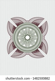 Green and Red rosette or money style emblem. Vector Illustration. Detailed.