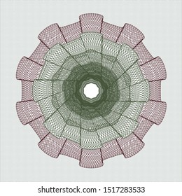 Green and Red rosette or money style emblem. Vector Illustration. Detailed.