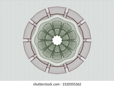 Green and Red rosette (money style emblem). Vector Illustration. Detailed.