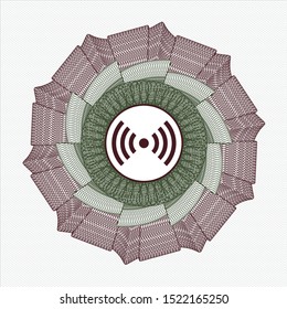 Green and Red rosette or money style emblem with signal icon inside
