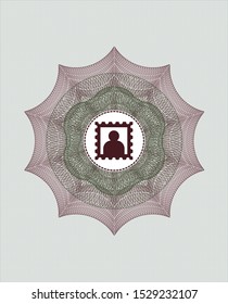 Green and Red rosette (money style emblem) with picture icon inside