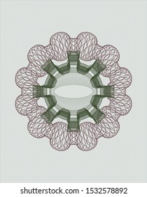 Green and Red rosette or money style emblem. Vector Illustration. Detailed.