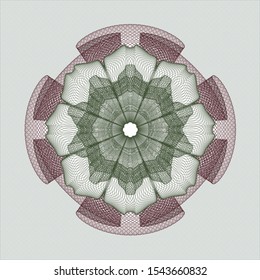 Green and Red rosette (money style emblem). Vector Illustration. Detailed.