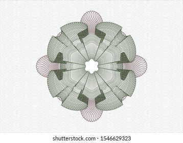Green and Red rosette (money style emblem). Vector Illustration. Detailed.
