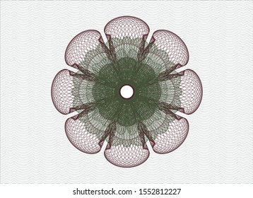 Green and Red rosette (money style emblem). Vector Illustration. Detailed.