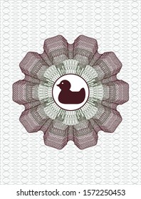 Green and Red rosette (money style emblem) with rubber duck icon inside