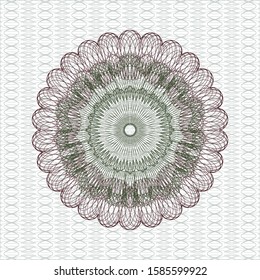 Green and Red rosette (money style emblem). Vector Illustration. Detailed.