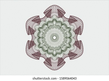 Green and Red rosette or money style emblem. Vector Illustration. Detailed.
