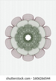 Green and Red rosette or money style emblem. Vector Illustration. Detailed.