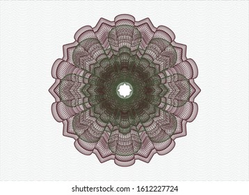 Green and Red rosette or money style emblem. Vector Illustration. Detailed.