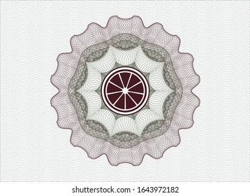 Green and Red rosette or money style emblem with orange icon inside