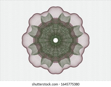 Green and Red rosette or money style emblem. Vector Illustration. Detailed.