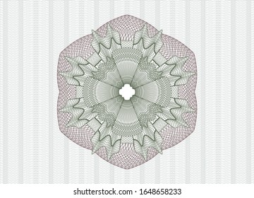 Estampilla verde y rojo o emblema tipo dinero. Ilustración vectorial. Detallado.