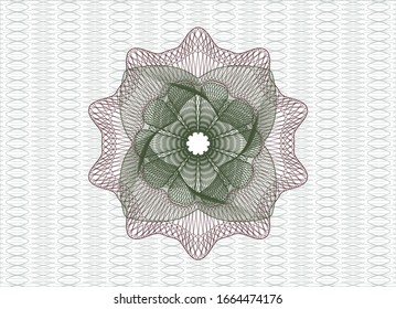 Rosette verde y rojo (emblema del estilo del dinero).  Ilustración vectorial. Detallado.