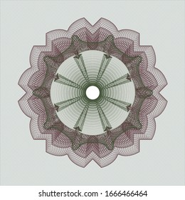 Estampilla verde y rojo o emblema tipo dinero. Ilustración vectorial. Detallado.