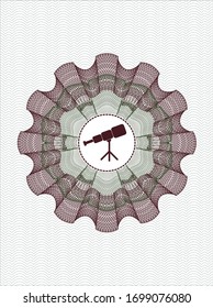 Rosette verde y rojo (emblema del estilo del dinero) con icono del telescopio dentro