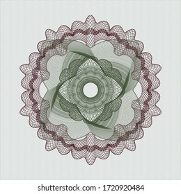 Green and Red rosette or money style emblem. Vector Illustration. Detailed. 